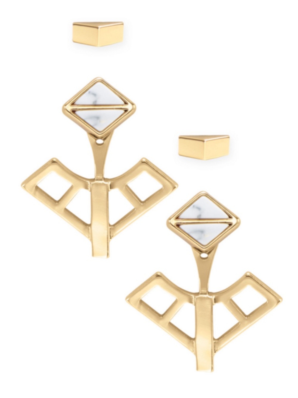 Stella & Dot Mondrian Ear Jacket Gold Earrings